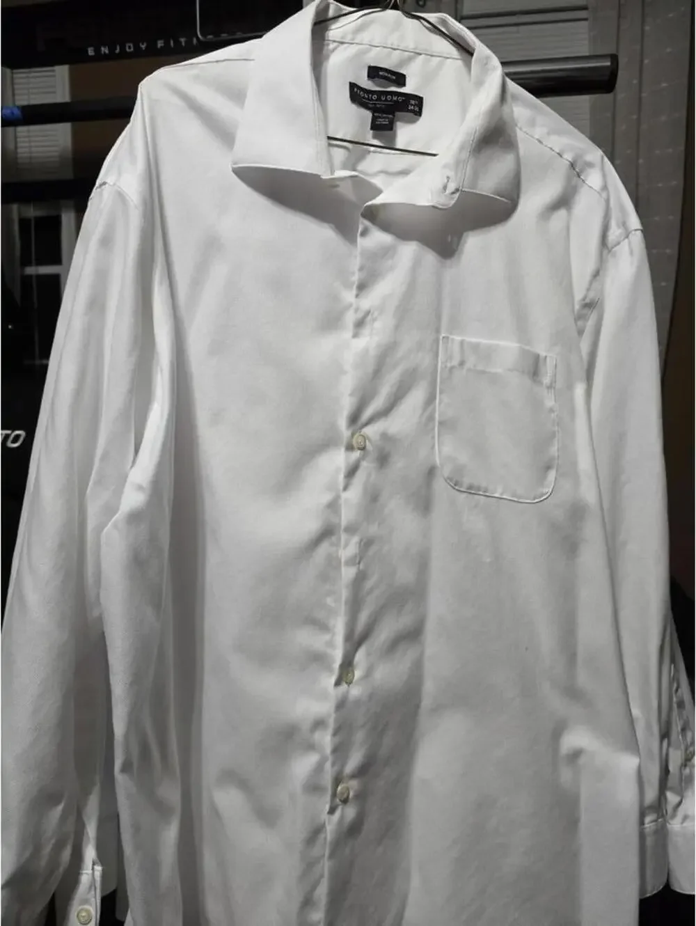 5 Pack Pronto Uomo White Long Sleeve Dress Shirt 100% Cotton Size 18 34/35